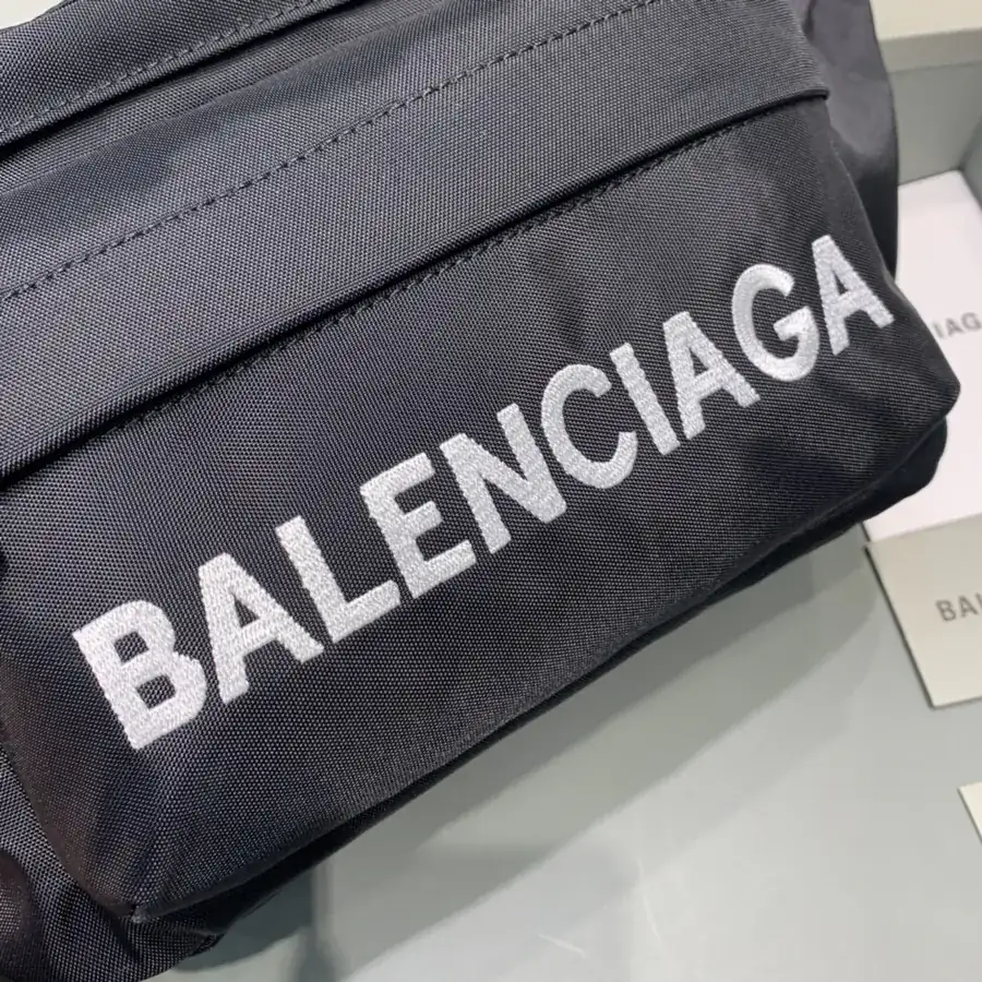 Balen Wheel Logo Embroidered Waist Bag
