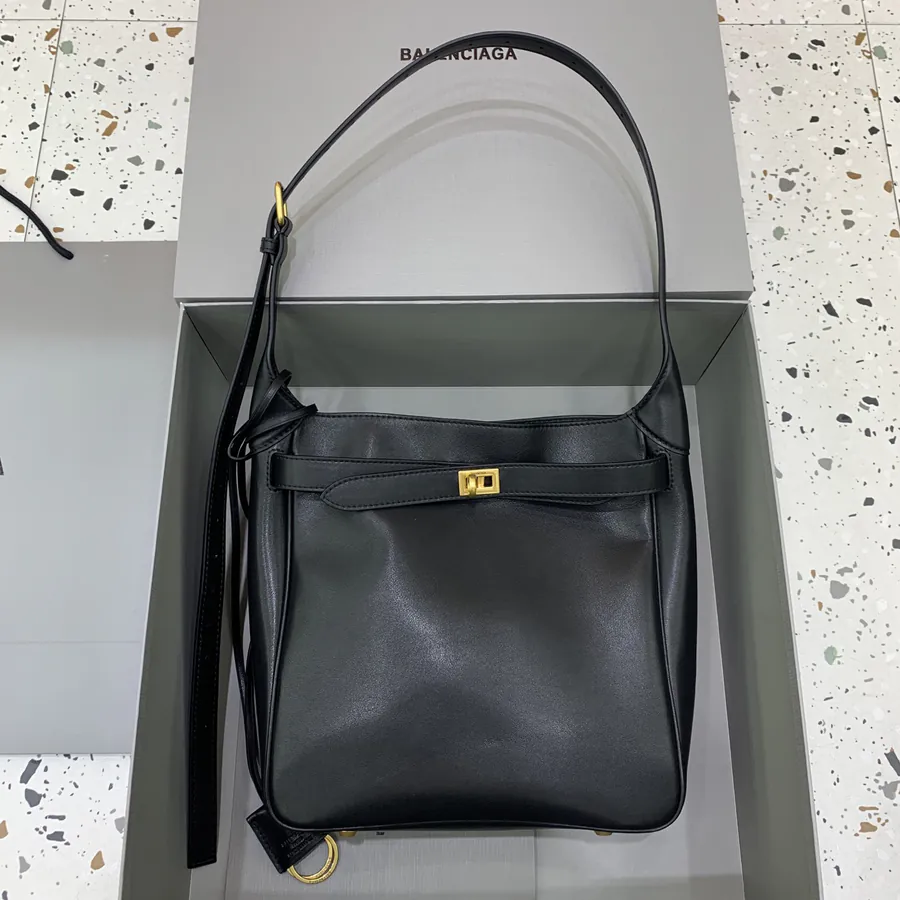 Baleenciag Air Hobo Small Black Gold Trim
