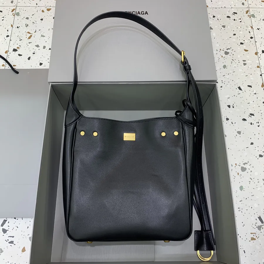 Baleenciag Air Hobo Small Black Gold Trim