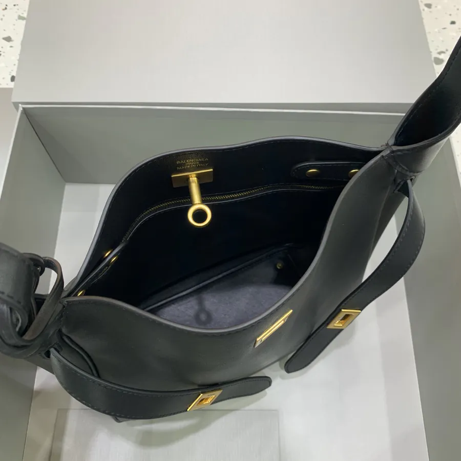 Baleenciag Air Hobo Small Black Gold Trim