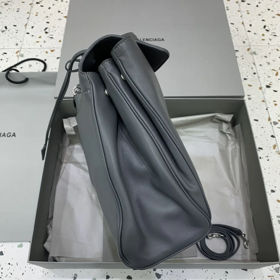 Baleenciaga Rodéo Bag Large, Premium Gray Silver Buckle