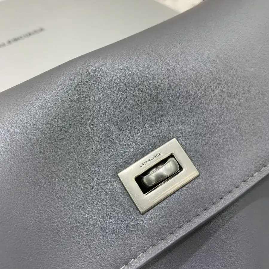 Baleenciaga Rodéo Bag Large, Premium Gray Silver Buckle