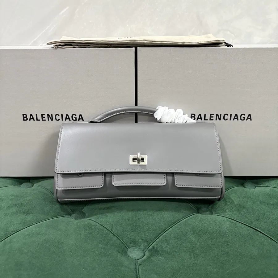 Baleenciag Air Clutch Elegant Handbag with Detachable Strap