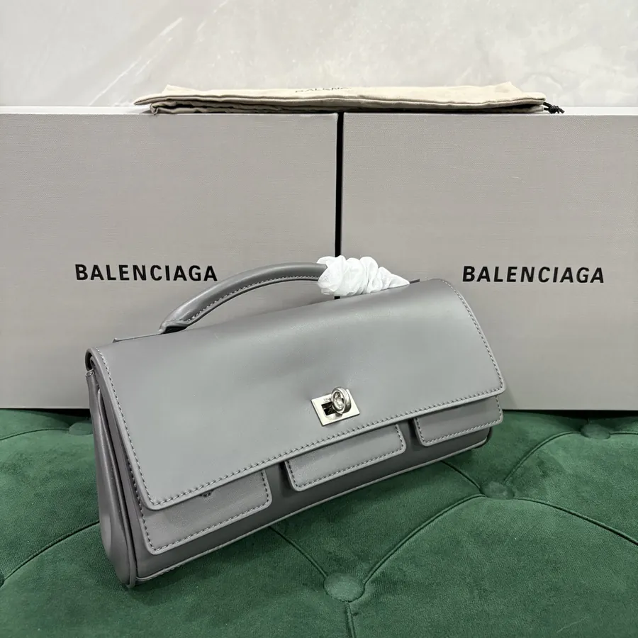 Baleenciag Air Clutch Elegant Handbag with Detachable Strap