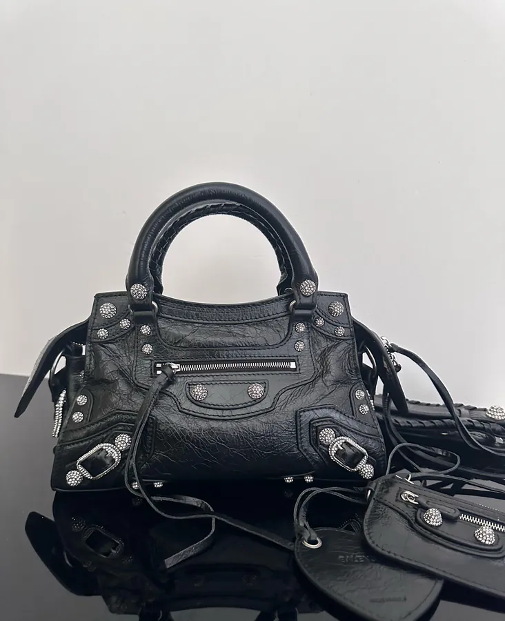 BaleNCIAG* Neo Cagole Motorcycle Bag Black with Diamonds