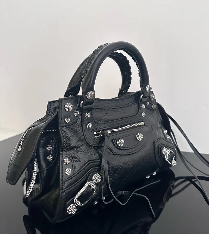 BaleNCIAG* Neo Cagole Motorcycle Bag Black with Diamonds
