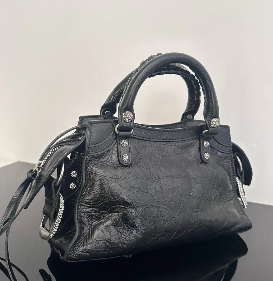 BaleNCIAG* Neo Cagole Motorcycle Bag Black with Diamonds