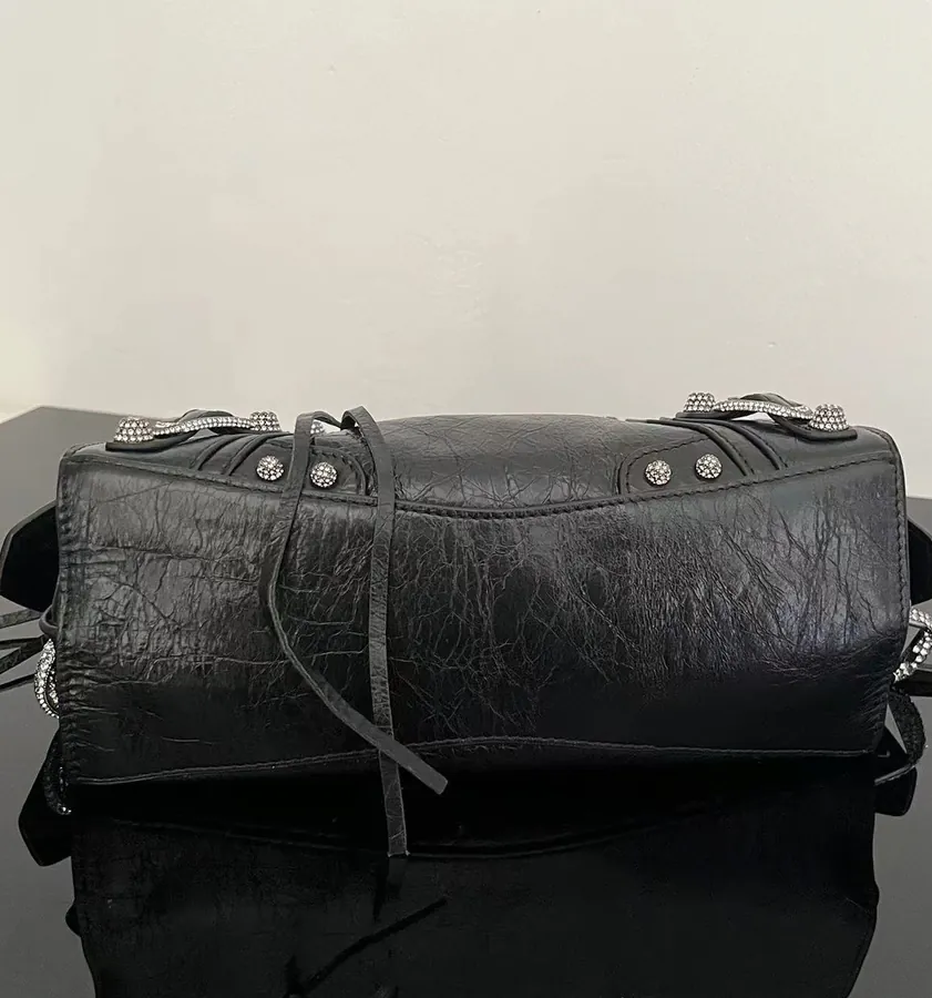 BaleNCIAG* Neo Cagole Motorcycle Bag Black with Diamonds