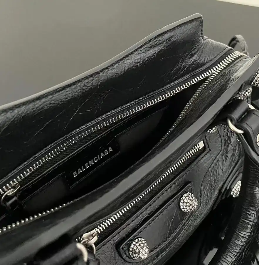 BaleNCIAG* Neo Cagole Motorcycle Bag Black with Diamonds