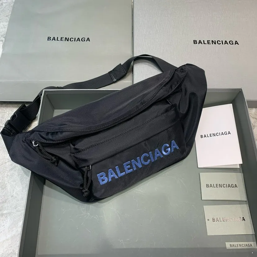 Balen Wheel Logo Embroidered Waist Bag