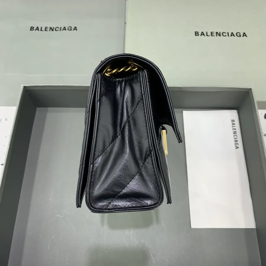 BaleNCIAG Crush Small Oil Tanned Black Gold Plated Chain Bag