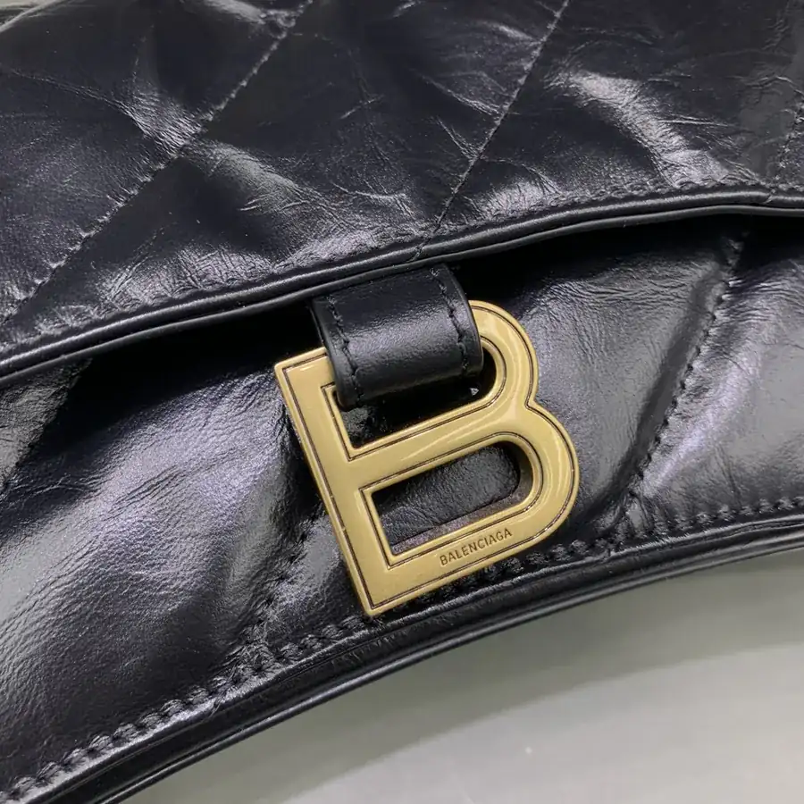 BaleNCIAG Crush Small Oil Tanned Black Gold Plated Chain Bag