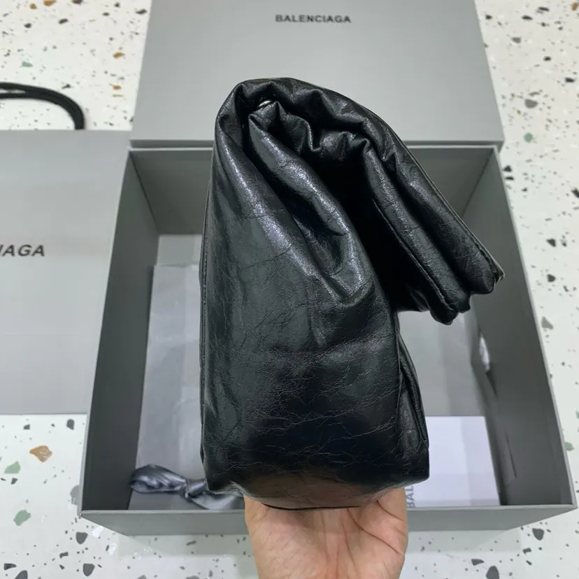 BaleNCIAG Le Monaco Small Oil Wax Black Silver Bucket Bag