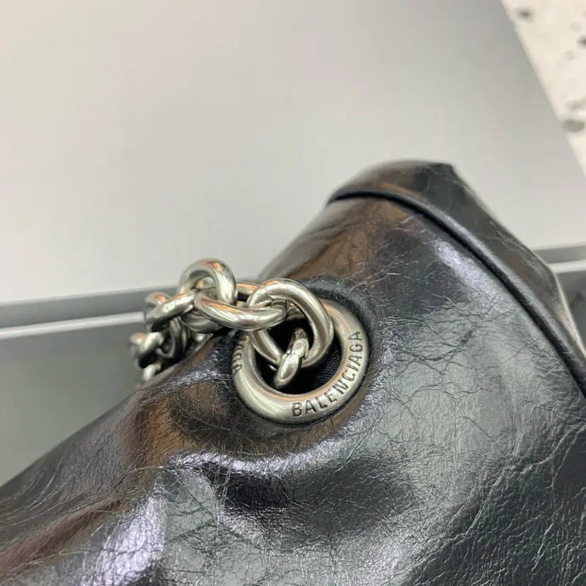 BaleNCIAG Le Monaco Small Oil Wax Black Silver Bucket Bag