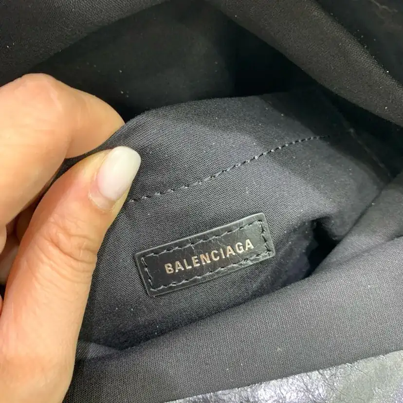 BaleNCIAG Le Monaco Small Oil Wax Black Silver Bucket Bag