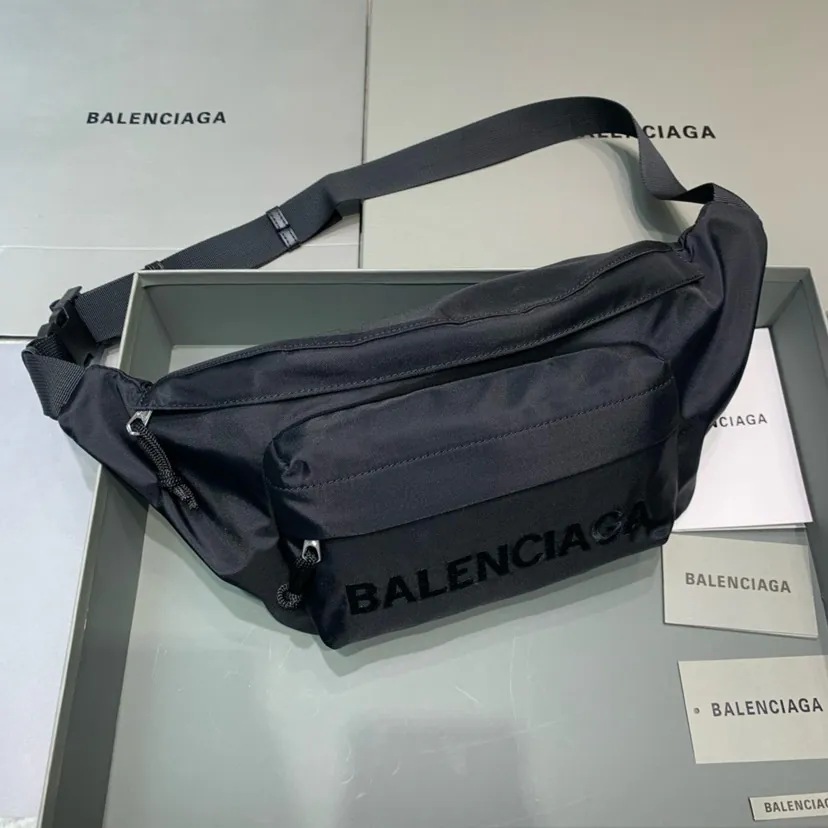 Balen Wheel Logo Embroidered Waist Bag