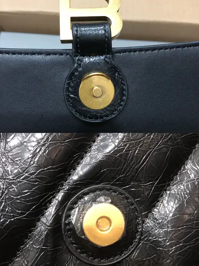 BaleNCIAG Crush Medium Black Flower Embroidery Gold Zip Chain Bag