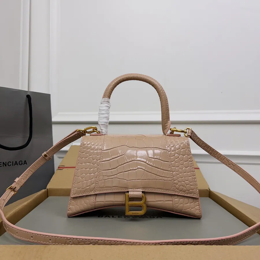 Balenciagα Hourglass Sand Bag Exclusive Real Photo, Gold Zip, Cheetah Print