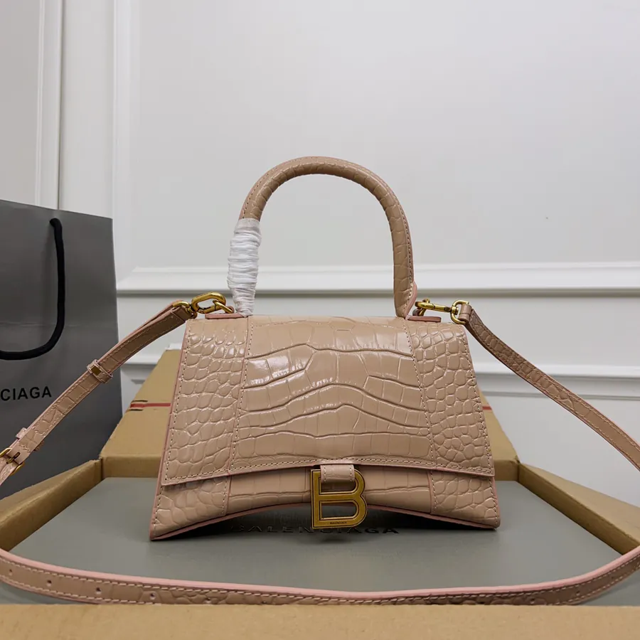 Balenciagα Hourglass Sand Bag Exclusive Real Photo, Gold Zip, Cheetah Print