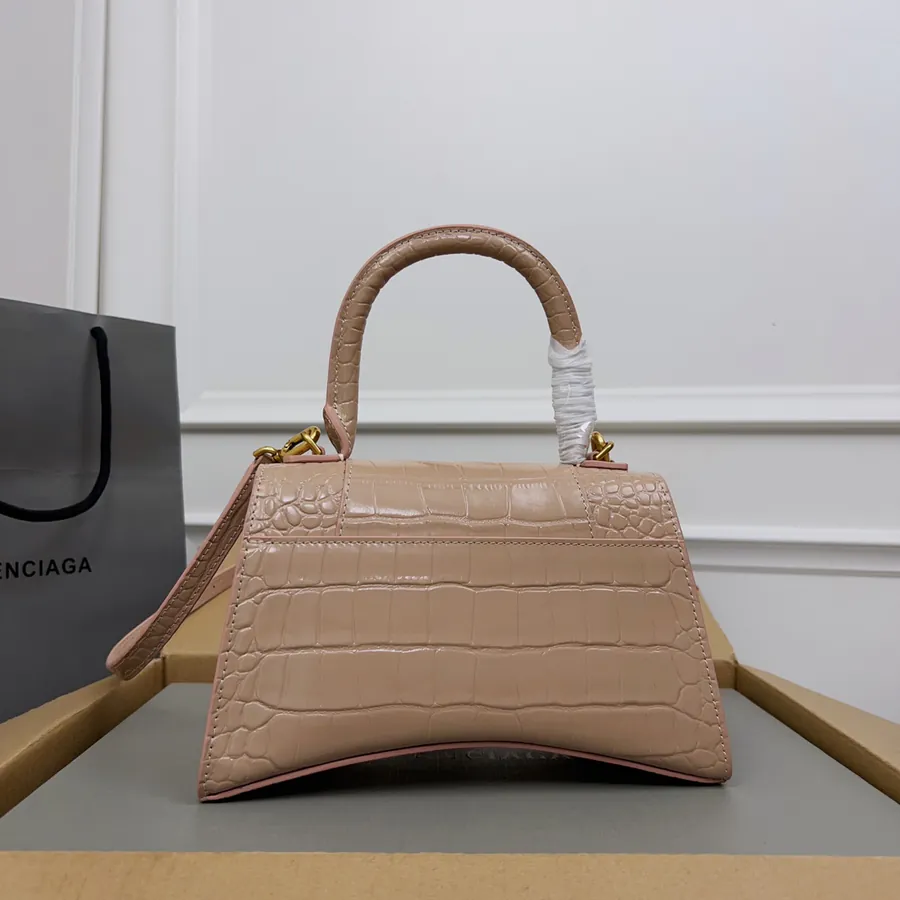 Balenciagα Hourglass Sand Bag Exclusive Real Photo, Gold Zip, Cheetah Print