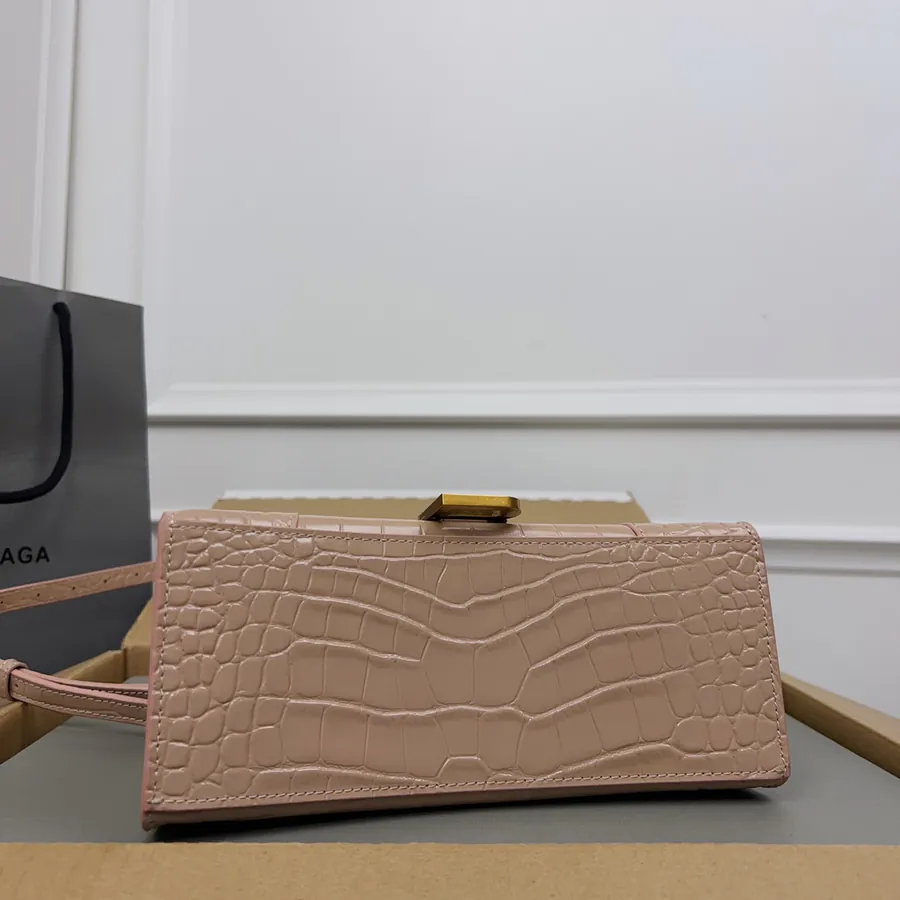 Balenciagα Hourglass Sand Bag Exclusive Real Photo, Gold Zip, Cheetah Print
