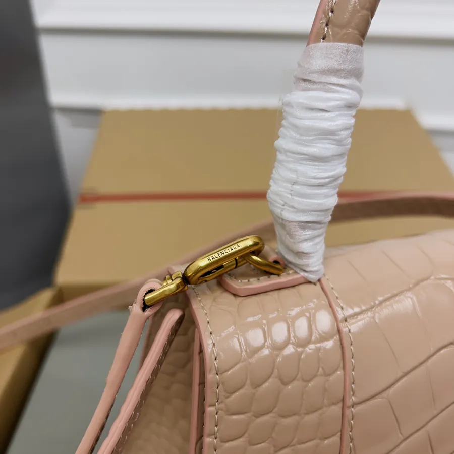 Balenciagα Hourglass Sand Bag Exclusive Real Photo, Gold Zip, Cheetah Print