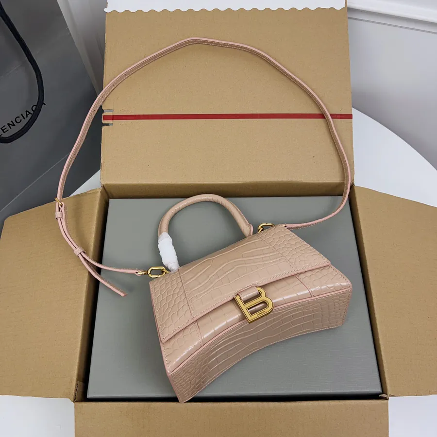 Balenciagα Hourglass Sand Bag Exclusive Real Photo, Gold Zip, Cheetah Print