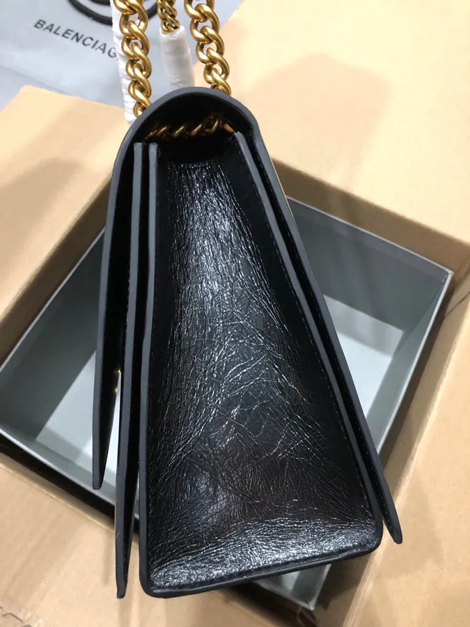 BaleNCIAG Crush Sand漏 Chain Bag with Gold Clasp