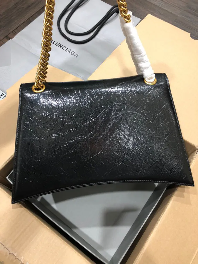 BaleNCIAG Crush Sand漏 Chain Bag with Gold Clasp