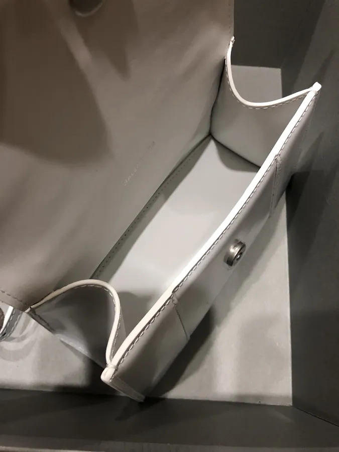 Balenciagα Hourglass Sandbag in White with Silver Buckle