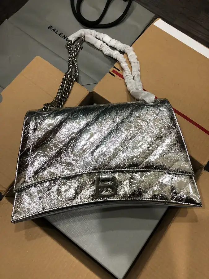 BaleNCIAG Crush Silver Clasp Sand漏 Chain Bag