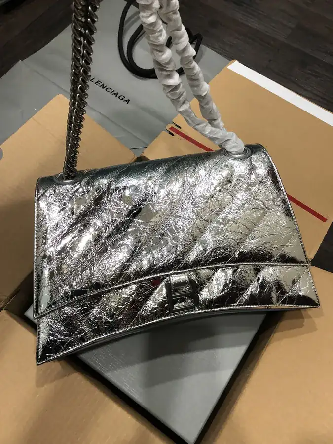 BaleNCIAG Crush Silver Clasp Sand漏 Chain Bag