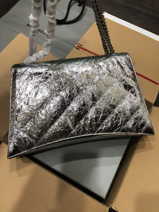 BaleNCIAG Crush Silver Clasp Sand漏 Chain Bag