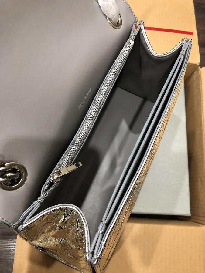 BaleNCIAG Crush Silver Clasp Sand漏 Chain Bag