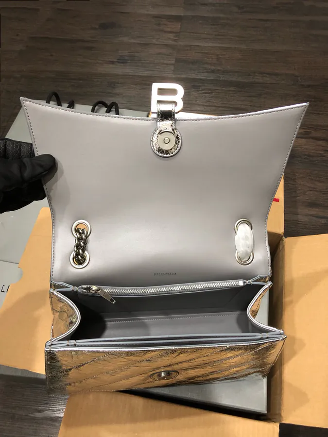 BaleNCIAG Crush Silver Clasp Sand漏 Chain Bag
