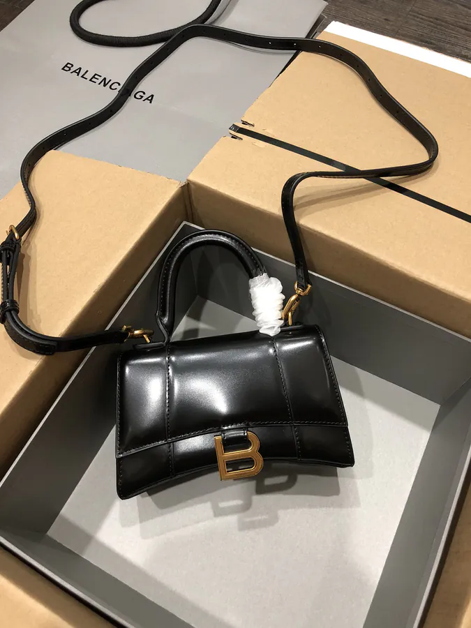 Balenciagα Hourglass Sandbag with Gold Zip Mini Size
