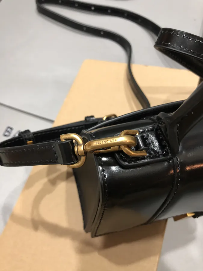 Balenciagα Hourglass Sandbag with Gold Zip Mini Size