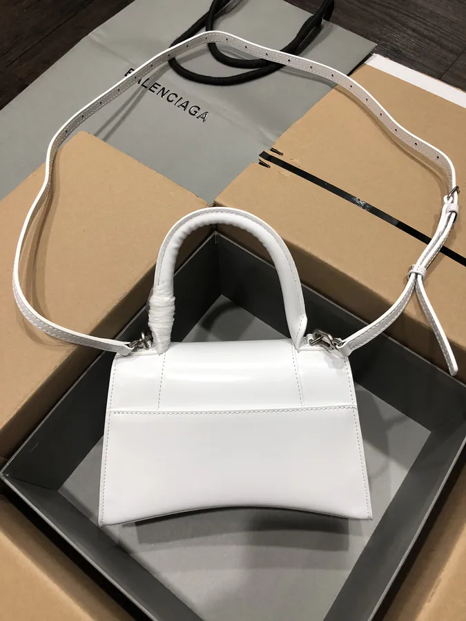 Balenciagα Hourglass Sandbag in White with Silver Buckle