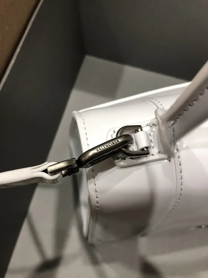 Balenciagα Hourglass Sandbag in White with Silver Buckle