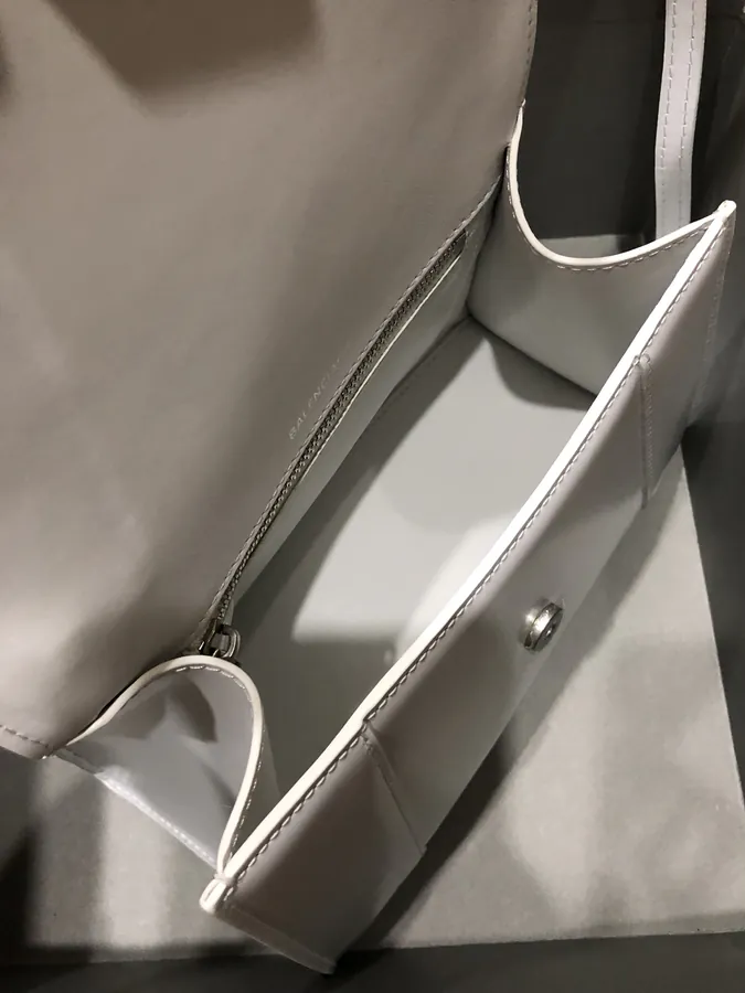 Balenciagα Hourglass Sandbag in White with Silver Buckle