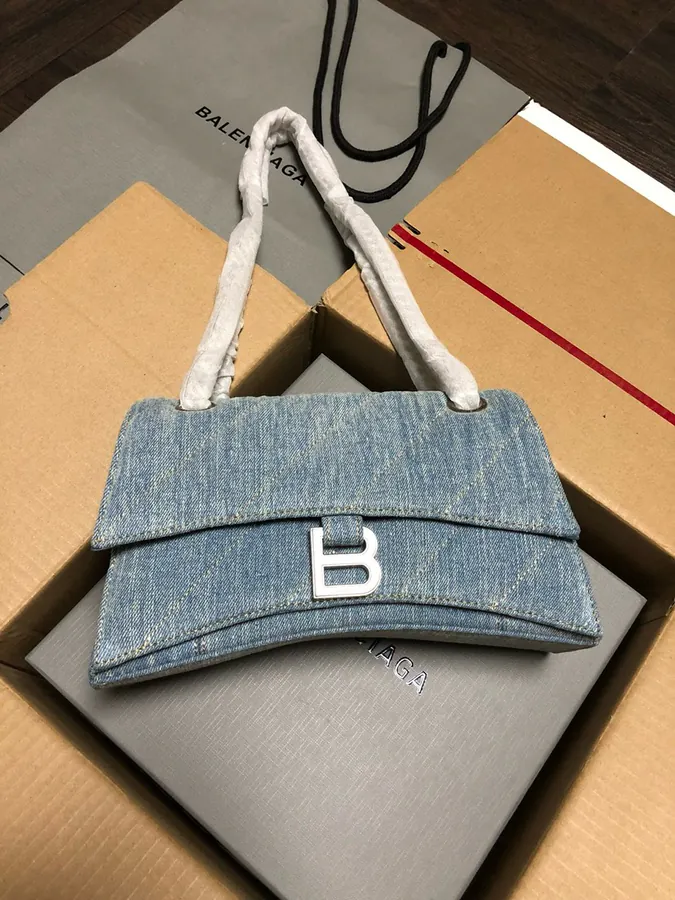 BaleNCIAG Crush Mini Denim Chain Bag