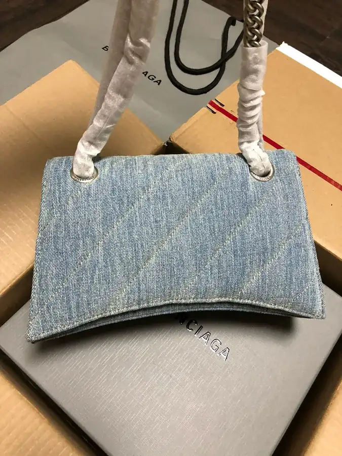 BaleNCIAG Crush Mini Denim Chain Bag