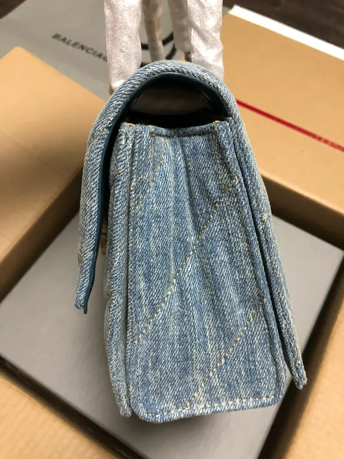 BaleNCIAG Crush Mini Denim Chain Bag