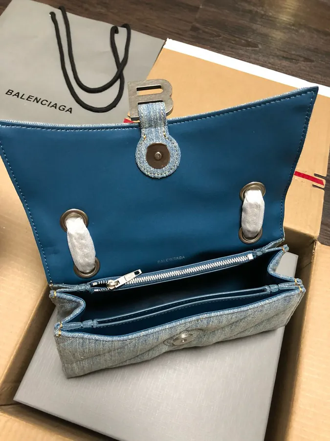 BaleNCIAG Crush Mini Denim Chain Bag