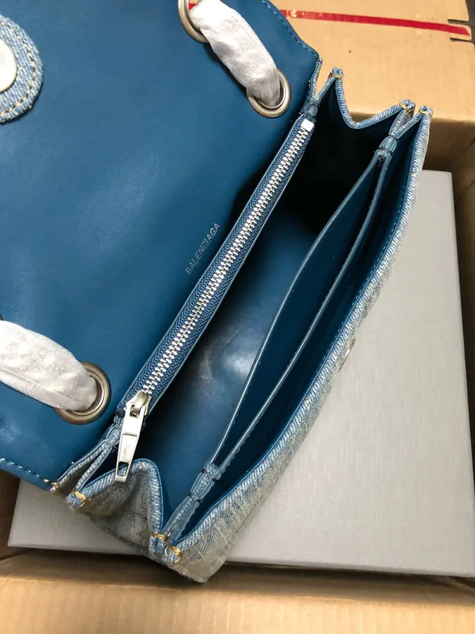 BaleNCIAG Crush Mini Denim Chain Bag