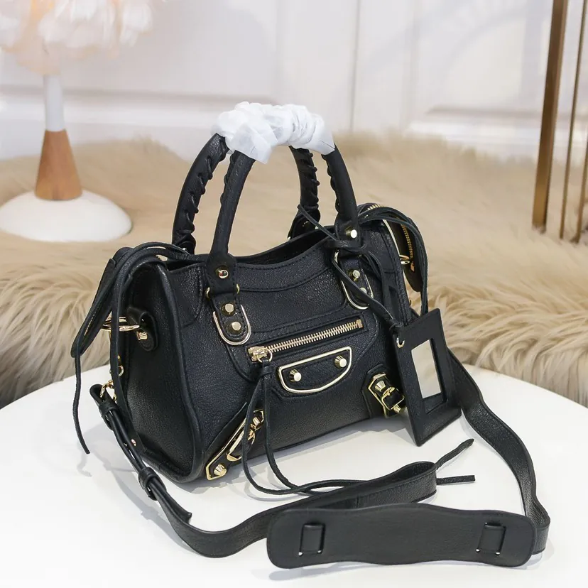 BALEN•GA Motorcycle Bag with Classic Design Genuine Leather Trim and Metal Hardware