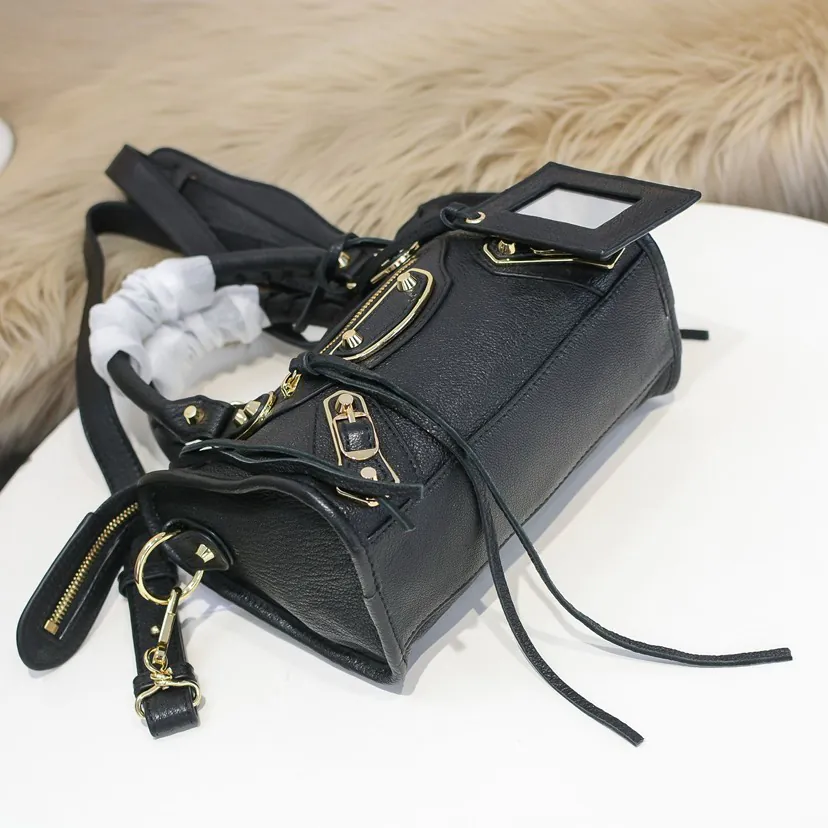 BALEN•GA Motorcycle Bag with Classic Design Genuine Leather Trim and Metal Hardware