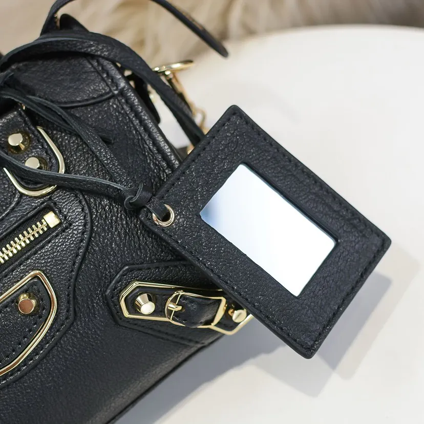 BALEN•GA Motorcycle Bag with Classic Design Genuine Leather Trim and Metal Hardware