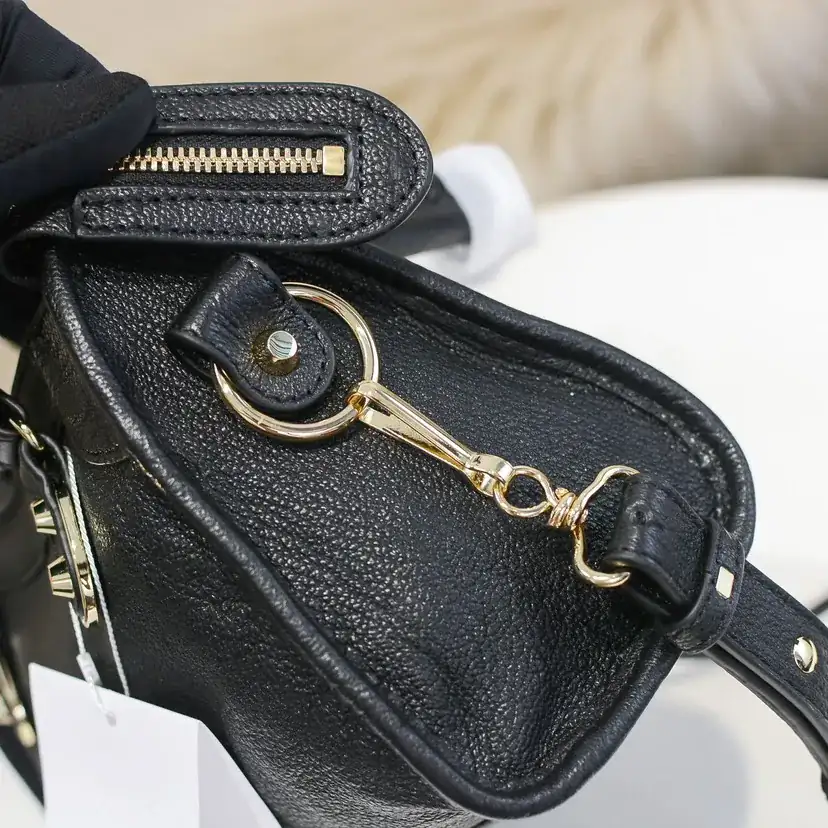 BALEN•GA Motorcycle Bag with Classic Design Genuine Leather Trim and Metal Hardware