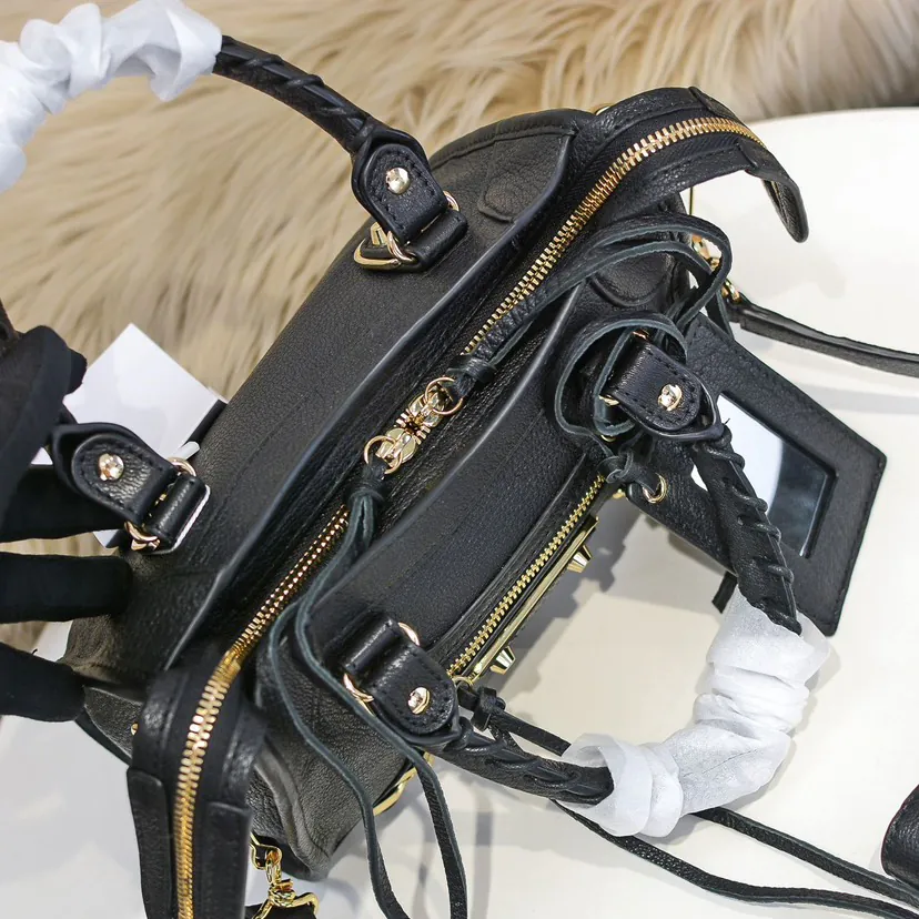 BALEN•GA Motorcycle Bag with Classic Design Genuine Leather Trim and Metal Hardware